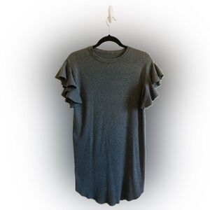 Grey Midi Dress with Accent Sleeves | Size L | Classic Staple